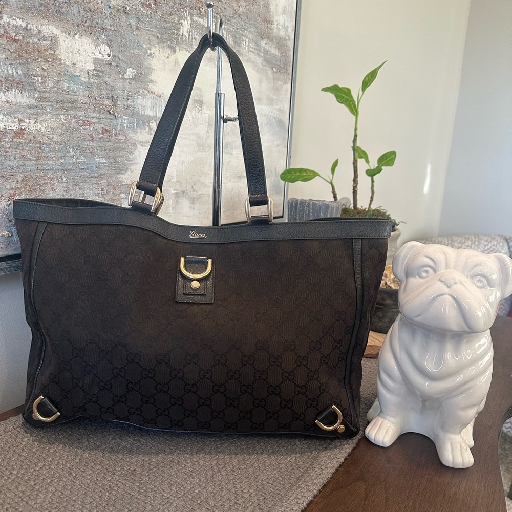 Gucci GG Brown Canvas Abbey Tote